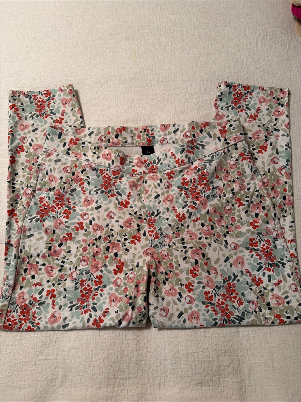 Floral Print Leggings - Pink & Green